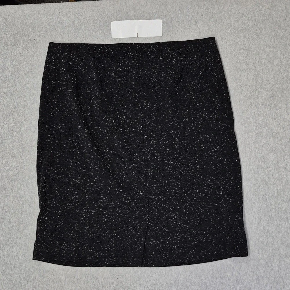 J. Jill Women Skirt 2X Black Nylon Polyester Space Dot Ponte Slit